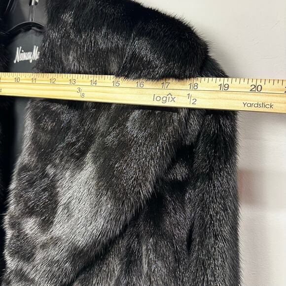 ✨ Vintage Neiman Marcus Black Mink Fur Coat – Classic Mid-Length Luxury Size L ✨ - Picture 12 of 16